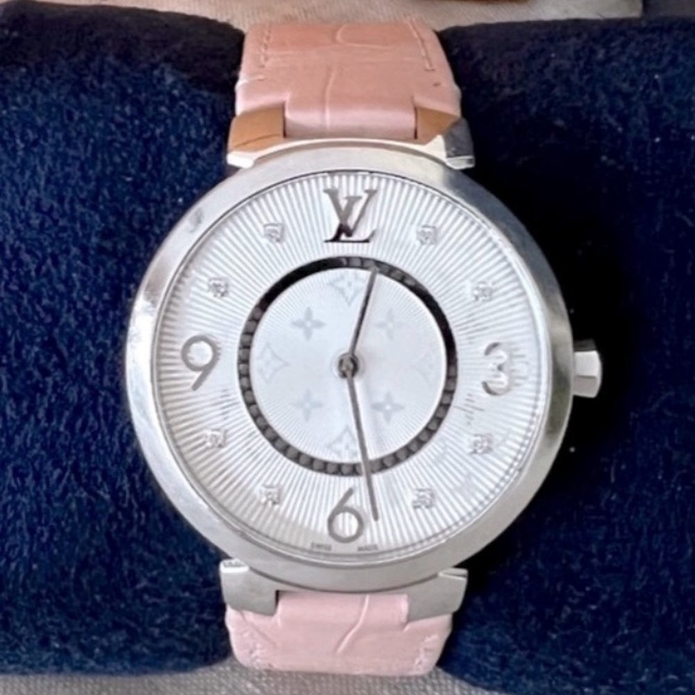 Genuine LOUIS VUITTON Tambour Slim Diamond 33mm Quartz Watch